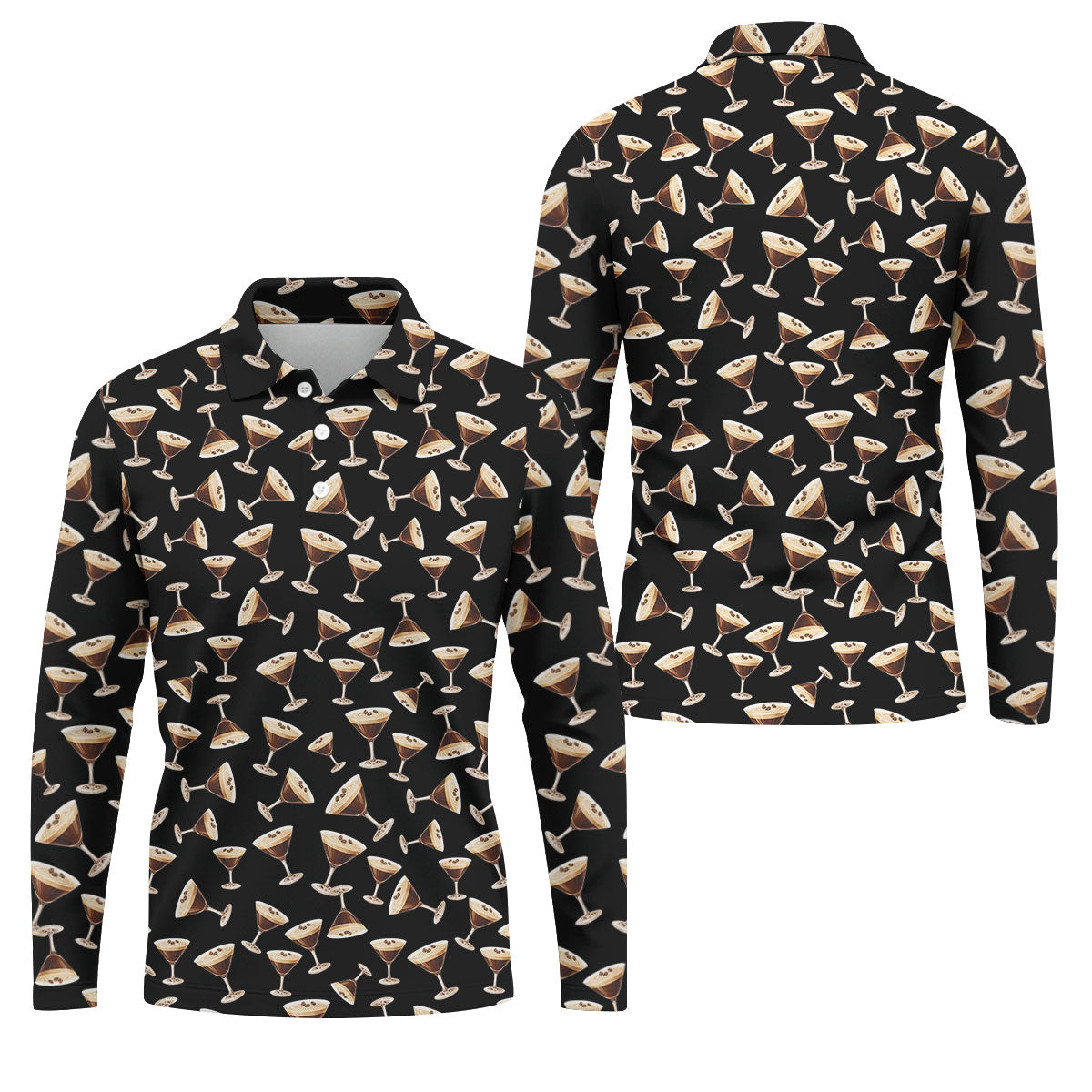 Espresso Martini Print Golf Shirt, Men's Golf Polo ShirtShirts For Men, Polo Shirt Men