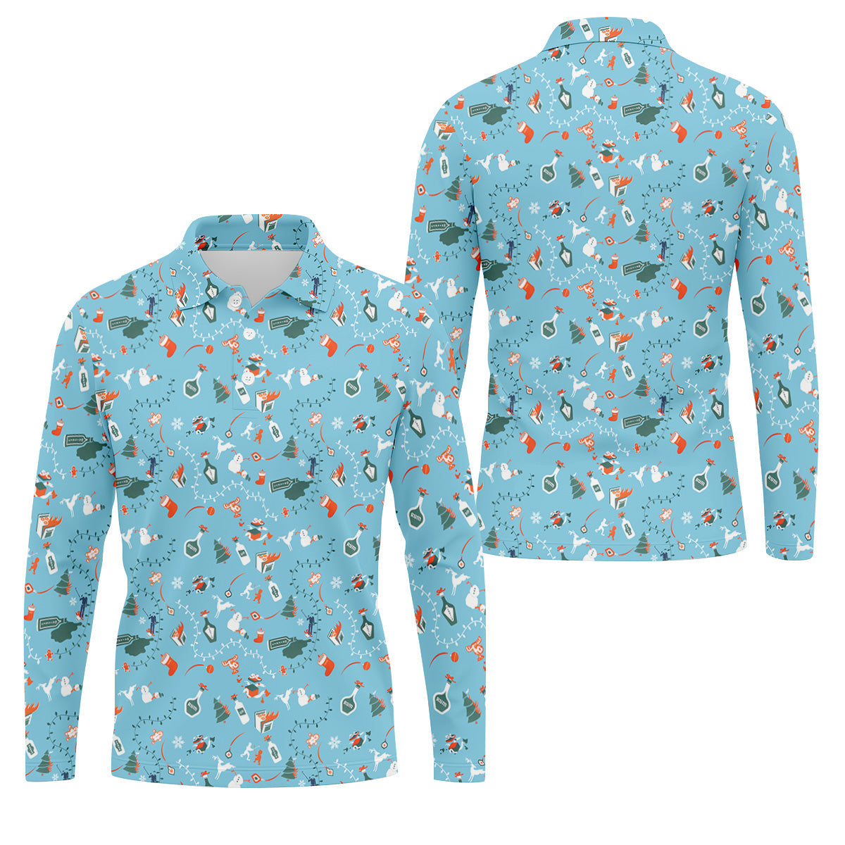 Holiday Chaos Ice Blue Color Golf Tops For Men, Christmas Golf Shirt, Golf Shirts For Men, Golfing Apparel