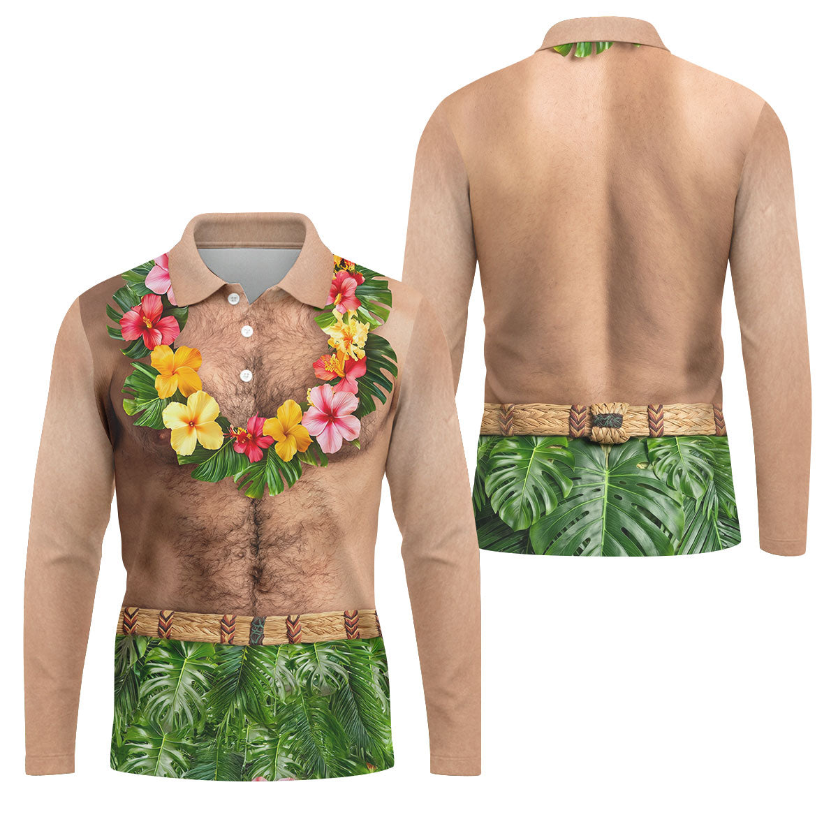 Tropical Theme Party Men's Funny Golf Shirts, Hawaiian Golf Shirt, Polo Shirtor Men