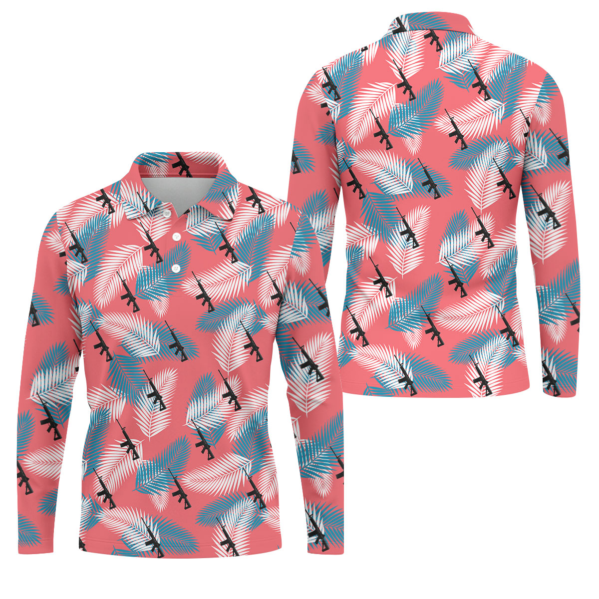 Freedom Lifestyle Green And Pink Hawaiian Golf Shirt, Golf Tops For Men, Golf Shirts For Men