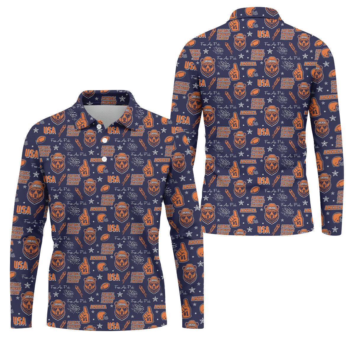 Cool Bear Beanie And Glasses Orange And Navy Blue Sport Polo, American Football League Gift Ideas For Football Fans