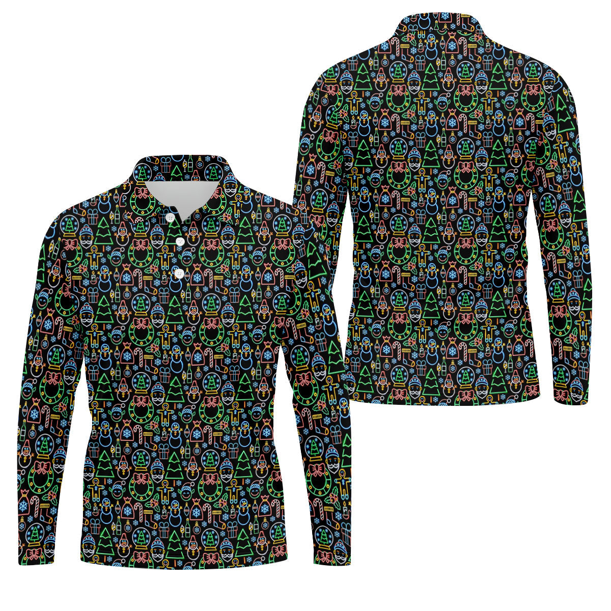 Neon Christmas Retro Style Men's Golf Polo Shirt Christmas Golf Shirt, Polo ShirtFor Men