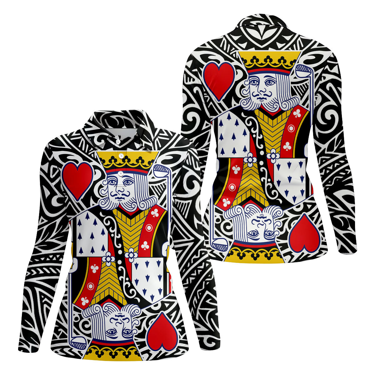 King Of Hearts Playing Card Women's Golf Shirt, Golf Top For Women