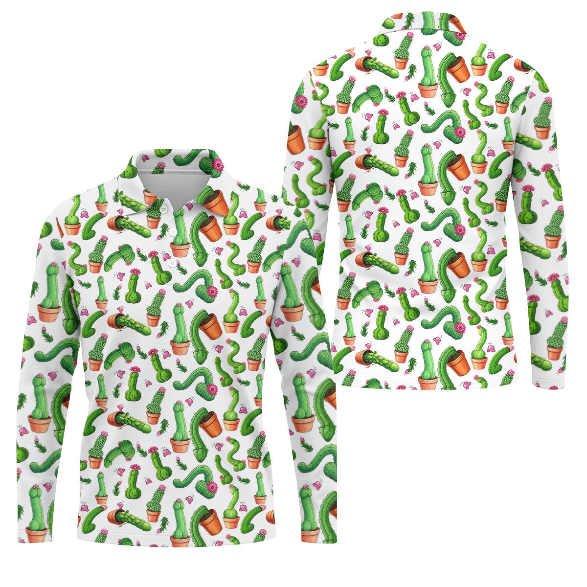 Funny Cactus Adult Humor Mens Golf Shirts, Polo ShirtFor Men, Valentines Golf Gift, Golf Gift For Men