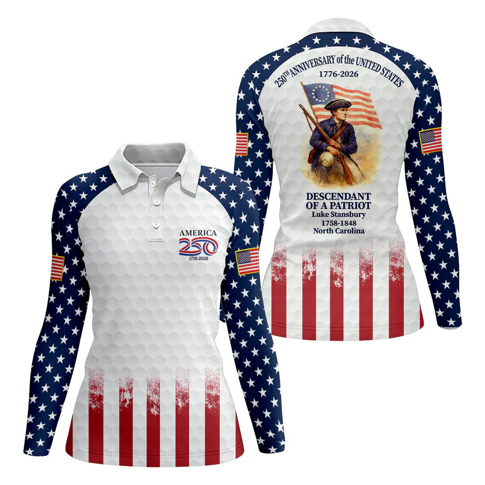 250 Years Of America Tropical Vibe Vintage Golf Polo Shirt, Patriotic 4th Of July Golf Shirt For Women (Copy)