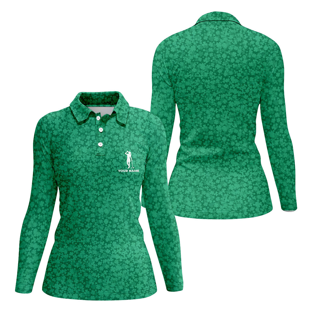 Shamrock Beer Lucky Four Leaf Clover St Patrick Day Golf Shirt, Women's Golf Shirts, Ladies Golf Polos