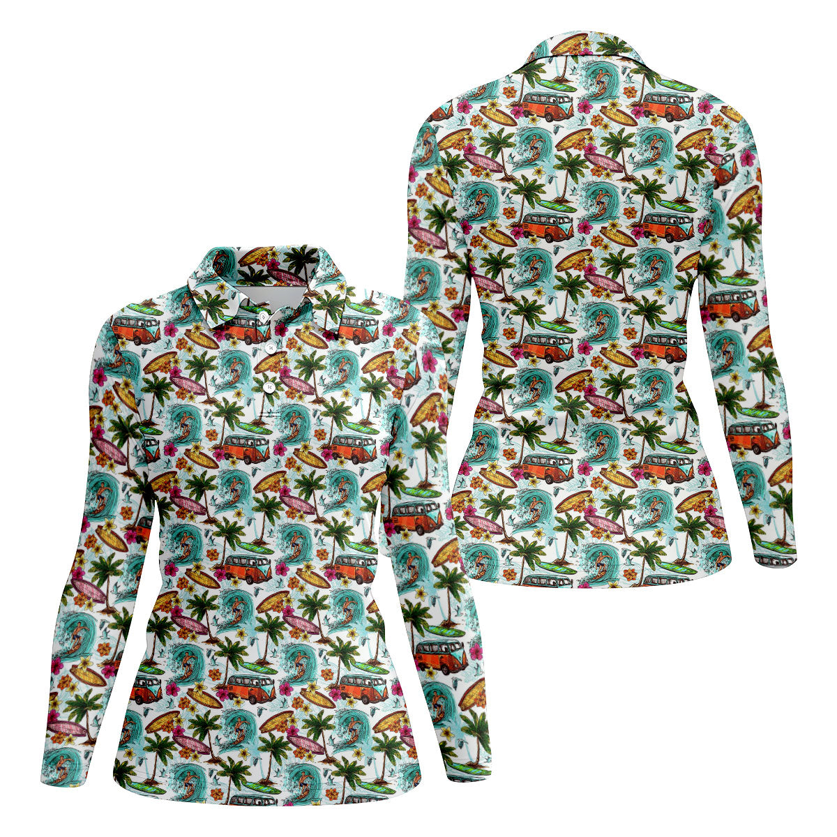Tropical Trip Big Wave Riders Hawaiian Golf Shirt, Golf Shirt For Women, Golfing Apparel