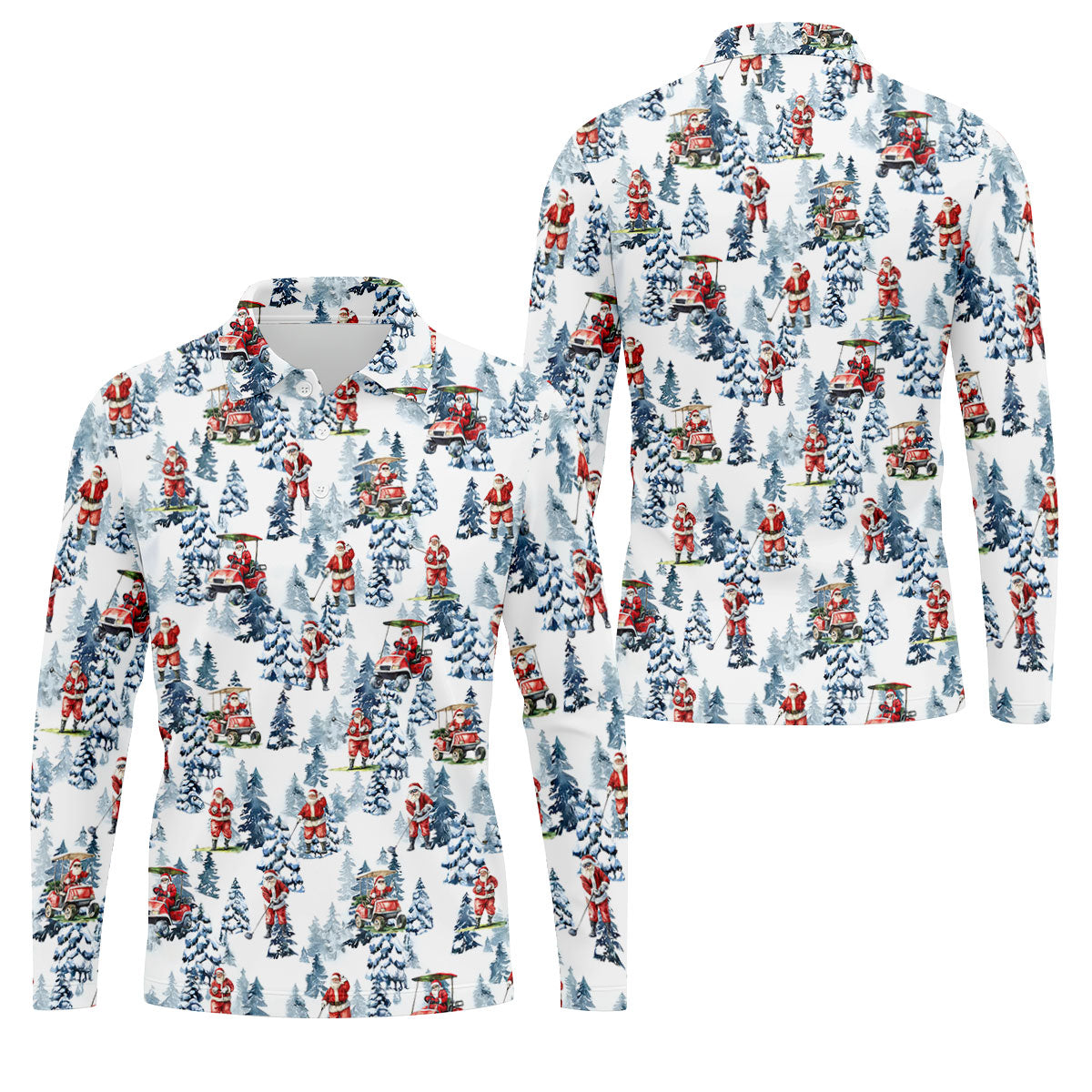 Santa Golfing Polo Shirt, Fun Golf Shirts For Men, Christmas Golf Shirt, Golf Lover Xmas Gift