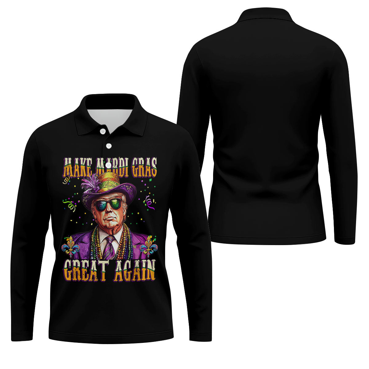 Make Mardi Gras Great Again Men's Funny Golf Shirts, Golf Shirts For Men, Polo ShirtFor Men