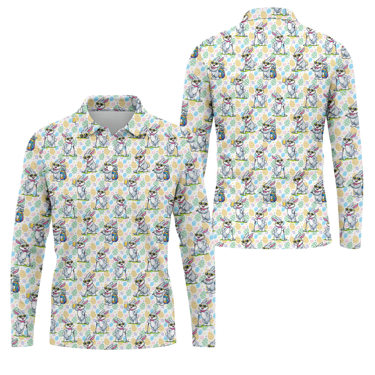 Funny Easter Bunny Golf And Beer Golf Shirts For Men, Men's Funny Golf Shirts, Polo ShirtFor Men