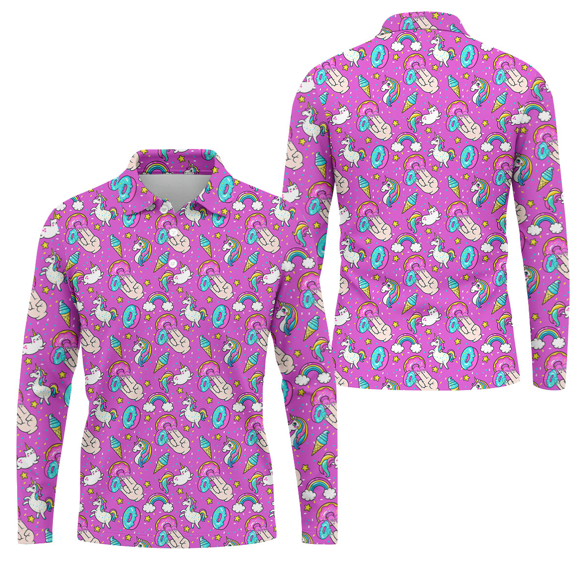 Funny Donut Fingers Pink Adult Humor Mens Golf Shirts, Polo ShirtFor Men, Valentines Golf Gift