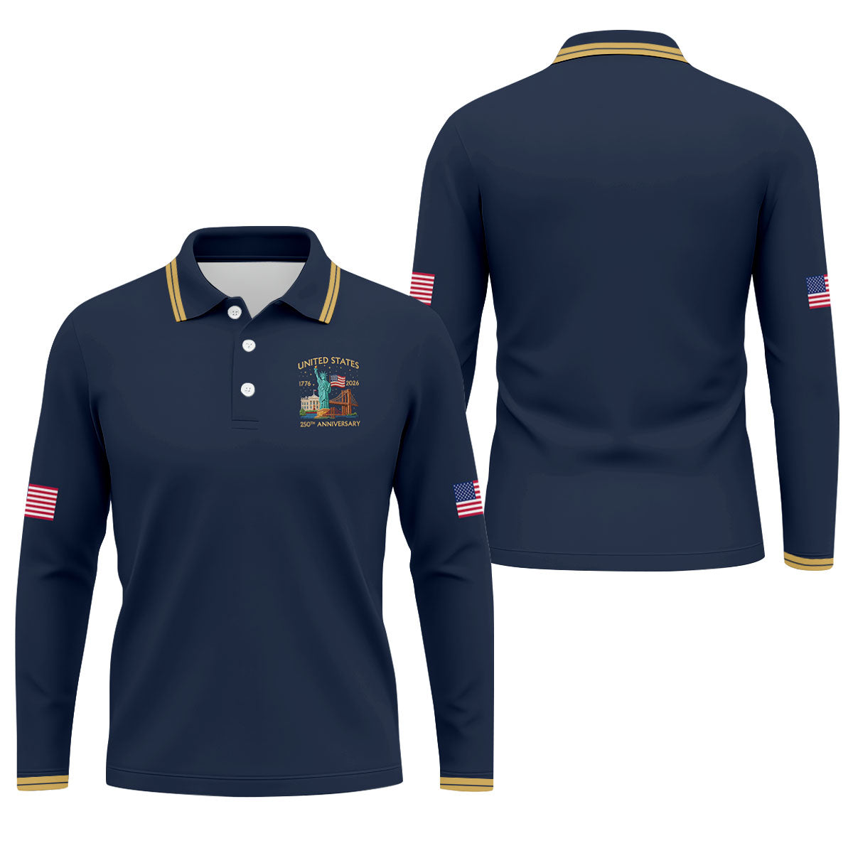 America 1776-2026 Patriotic Golf Polo ShirtS 250th Anniversary 4th Of July Golf Shirts For Men