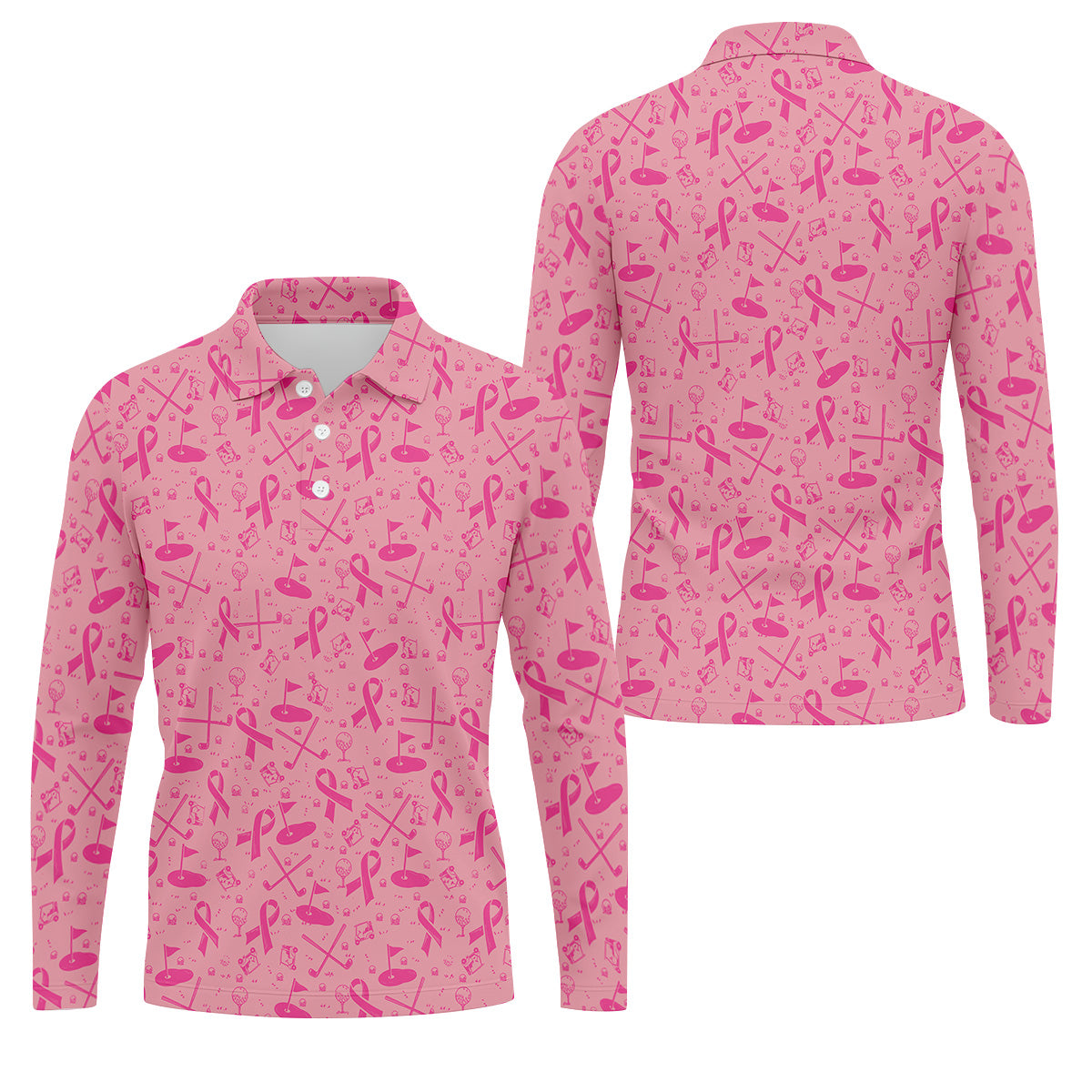 Awareness Ribbon Light Pink Golf Shirt, Cancer Awareness Shirt, Polo ShirtFor Men