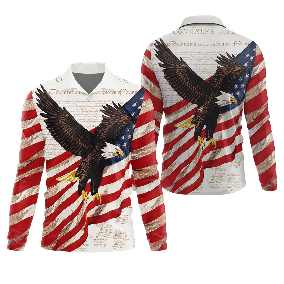 American Flag And Eagle Patriotic Pride Golf Tops For Men, 250th Anniversary Patriotic Golf Shirts For Men