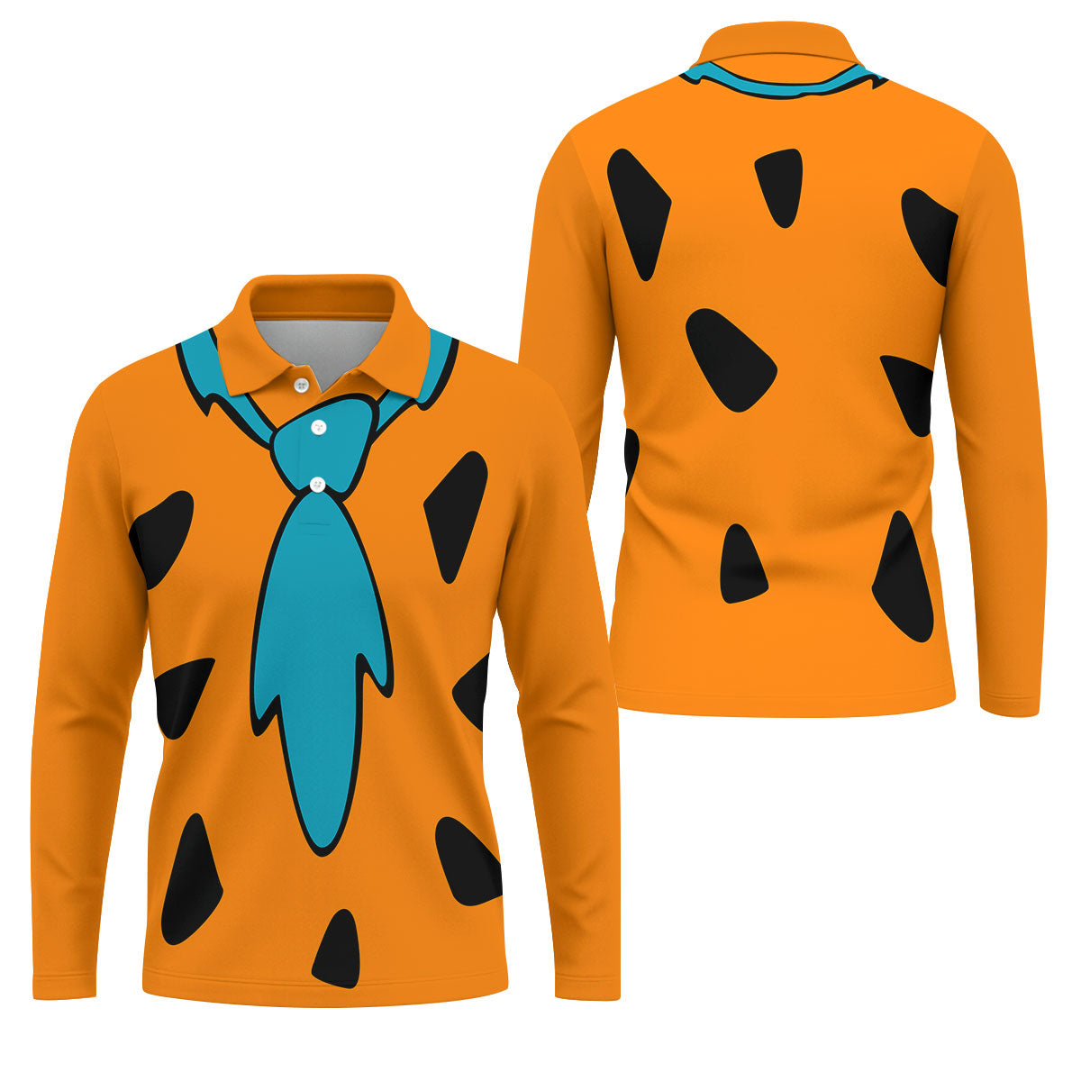 Orange Blue Stone Age Hawaiian Golf Shirt, Mens Golf Apparel, Golf Polo Shirts For Men