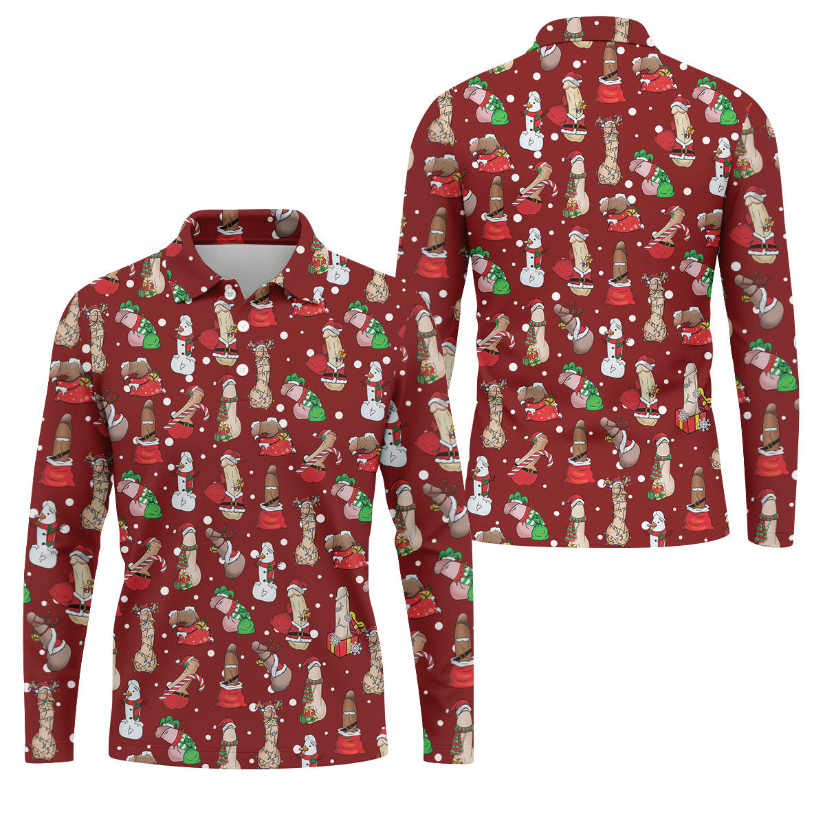 Naughty Santa Hat Christmas Polo Shirt Unique Gift For Golfer, Polo ShirtFor Men, Golf Gift For Men