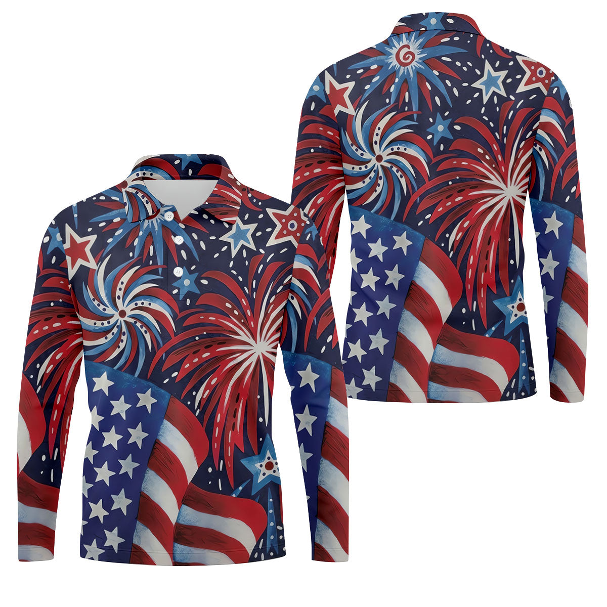 American Flag Pattern Red White Blue 250th Anniversary Patriotic Golf Shirt, Golf Shirts For Men