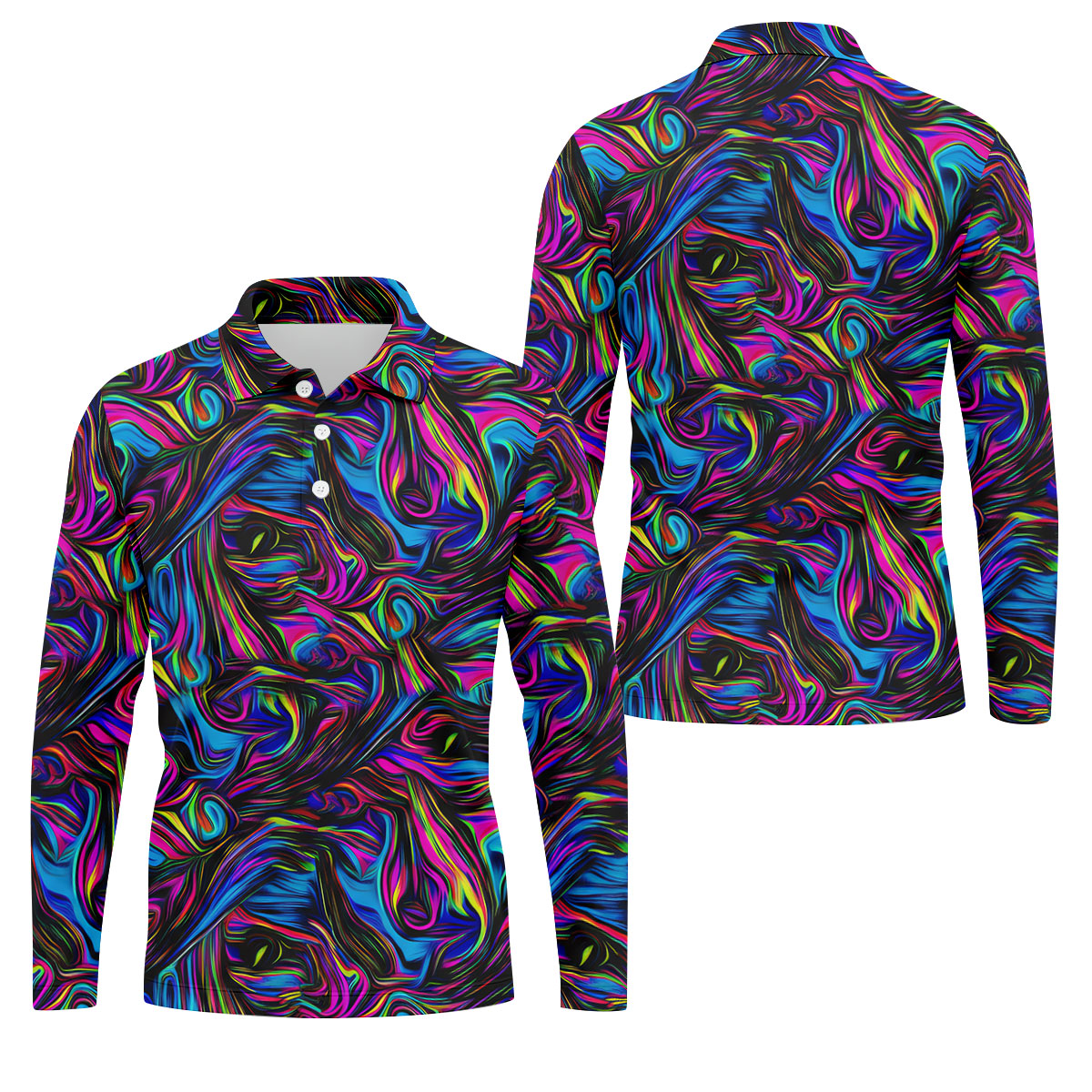 Vibrant Neon Liquid Marble Abstract Golf Shirt, Mens Golf Shirts, Golf Polo Shirts For Men