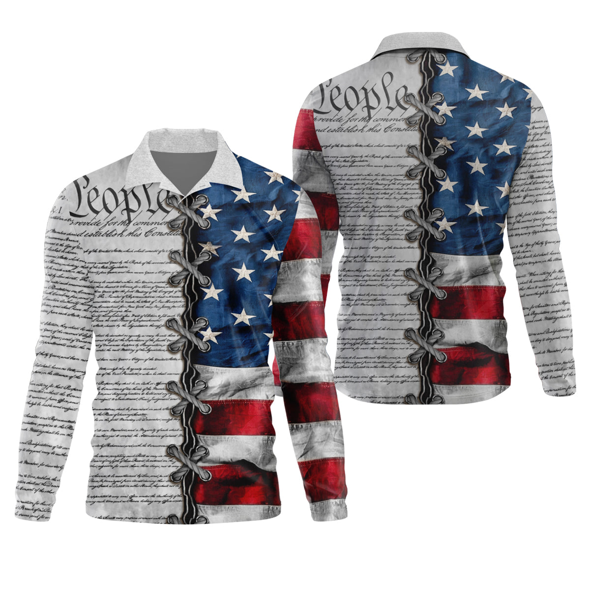 We The People Preamble Patriotic 4th Of July Grey Golf Shirt, 250th Anniversary Golf Shirts For Men