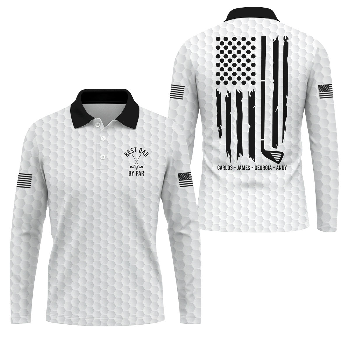 Best Dad By Par US Flag Pattern Father's Day Golf Shirt, Golf Gift For Dad, Polo Shirt Men