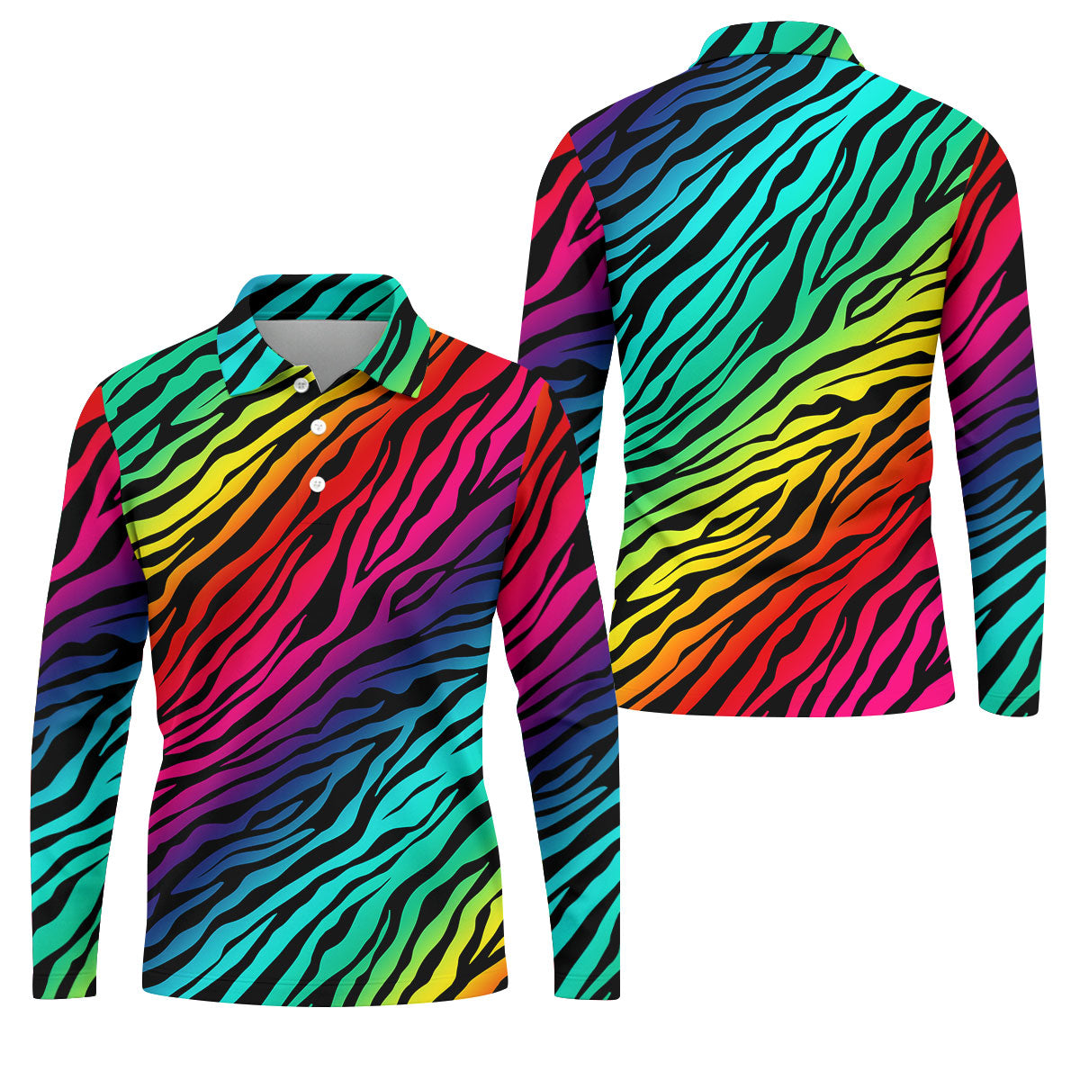 Rainbow Gradient LGBT Support Zebra Pattern Golf Tops For Men, Pride Month Golf Shirts For Men