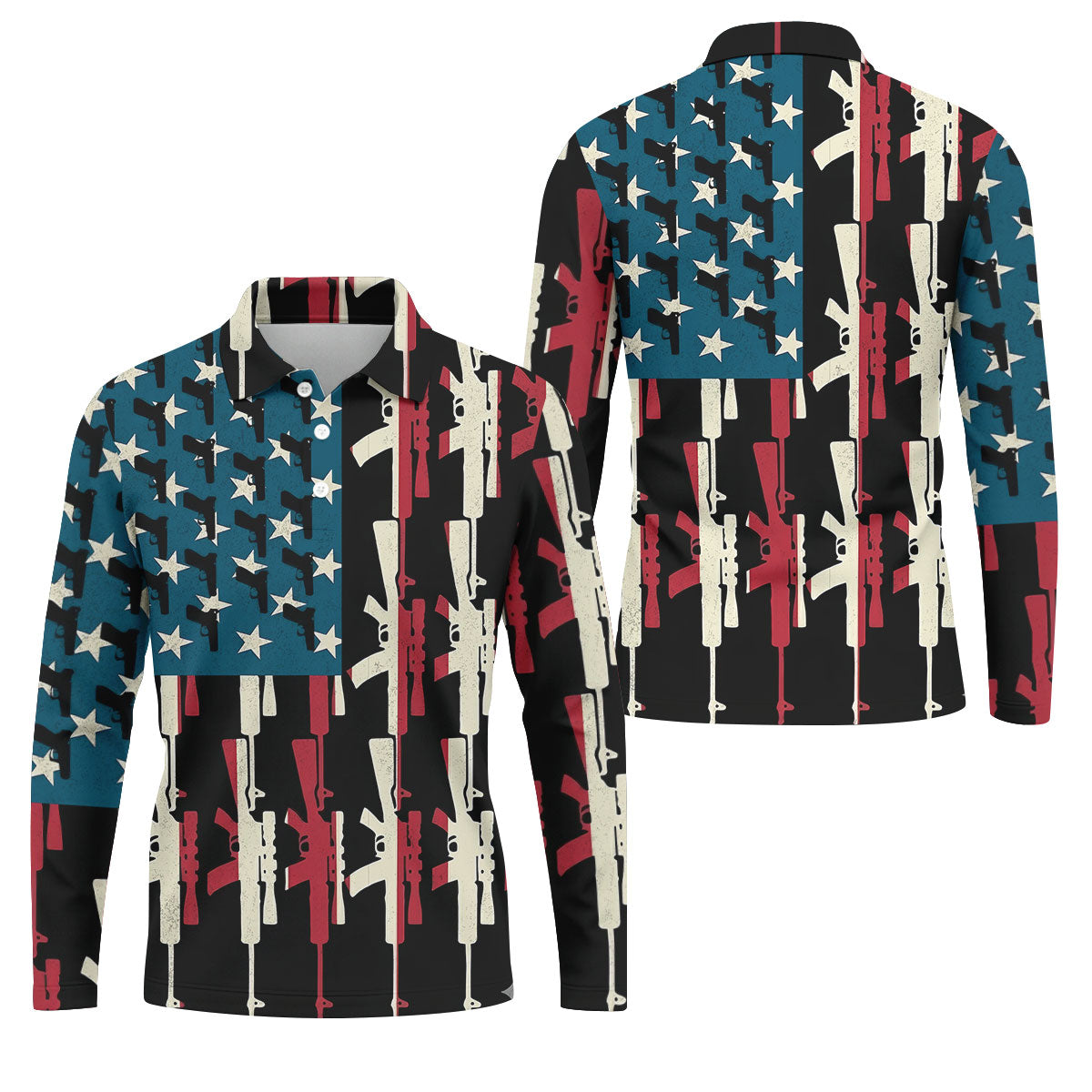 American Flag Pattern Army Theme Patriotic Golf Shirt, 250th Anniversary Golf Shirts For Men, Polo Shirt Men