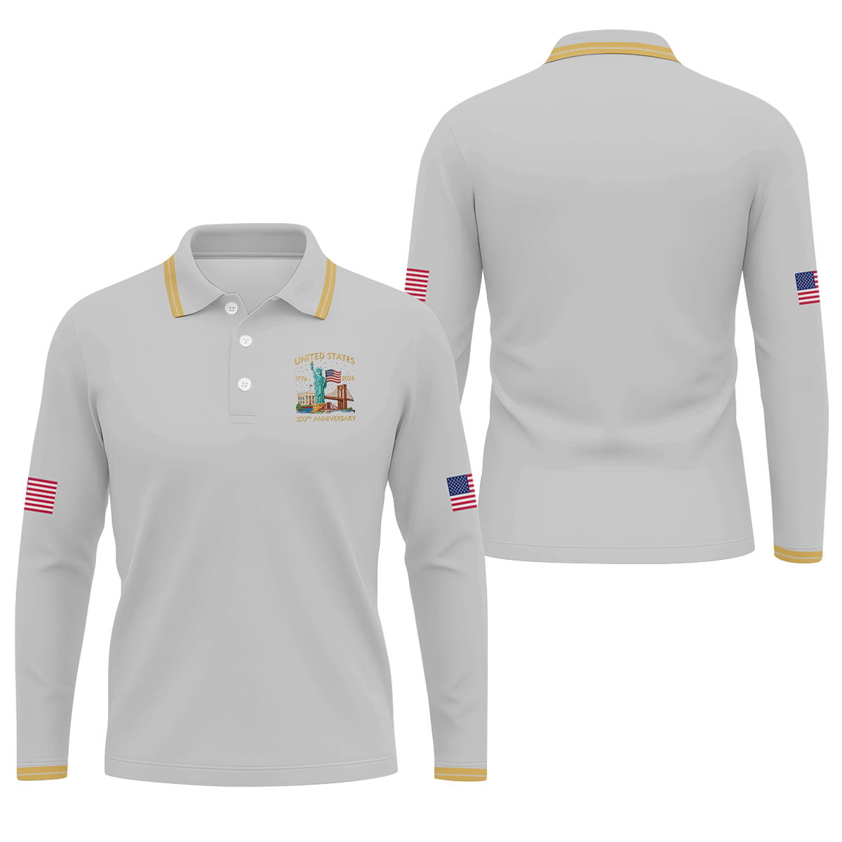 America 1776-2026 Patriotic Golf Polo ShirtS 250th Anniversary 4th Of July Golf Shirts For Men