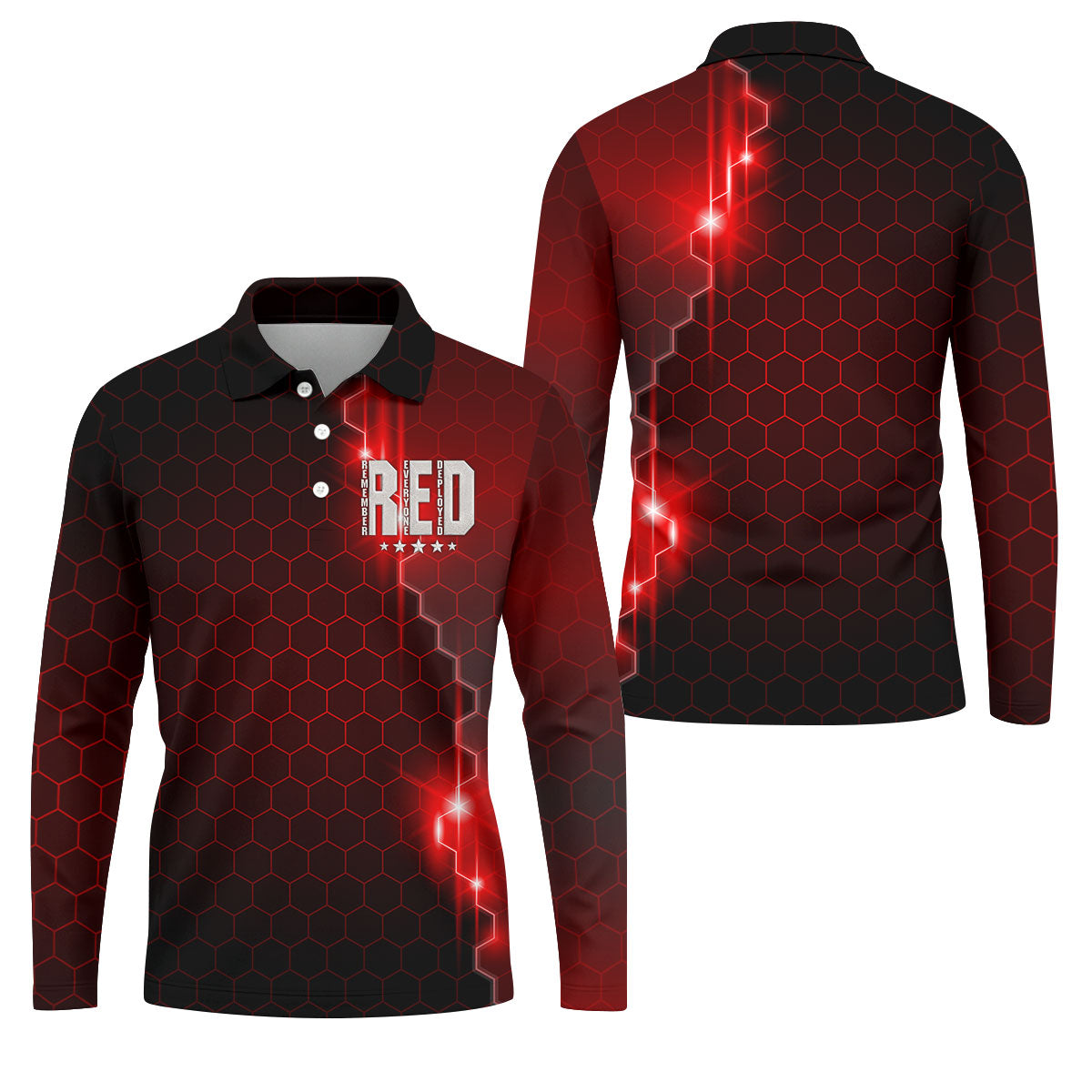 Remember Everyone Deployed Hexagonal Gradient Father's Day Golf Shirt, 250 Years Polo Shirt Men