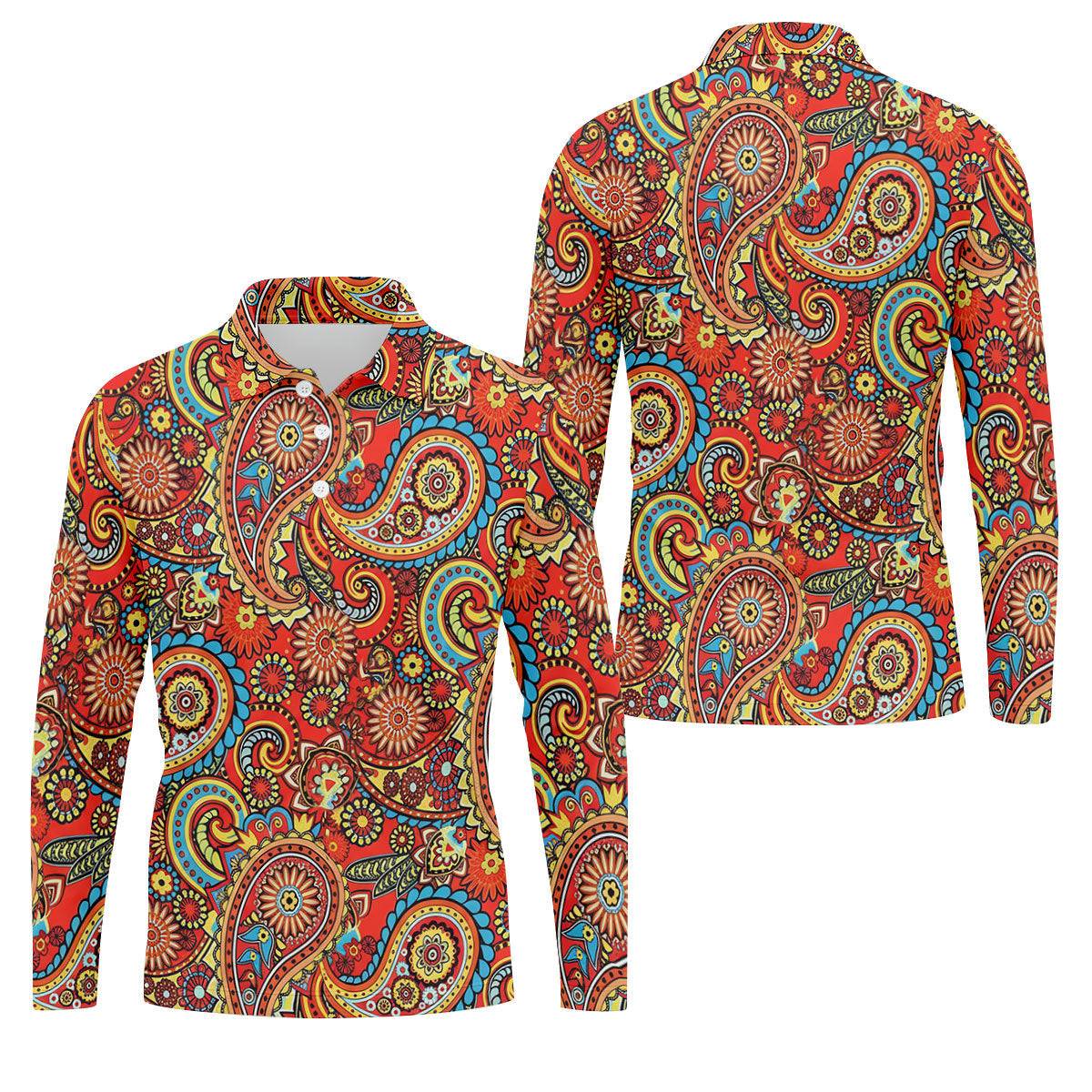 Paisley Design Golf Tops For Men, Boho Pattern Golf Shirts For Men, Polo Shirtor Men