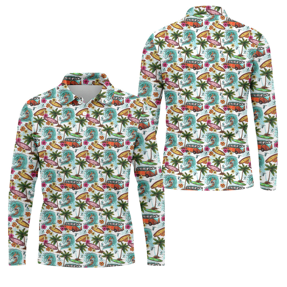 Tropical Trip Big Wave Riders Hawaiian Golf Shirt, Polo Shirtor Men, Golfing Apparel