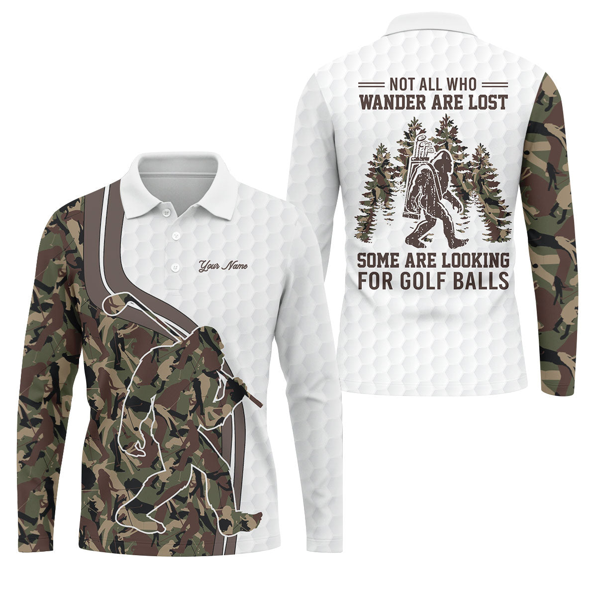Not All Who Wander Are Lost Bigfoot Camouflage Funny Golf Shirt, Polo Shirtor Men, Golf Shirts For Men