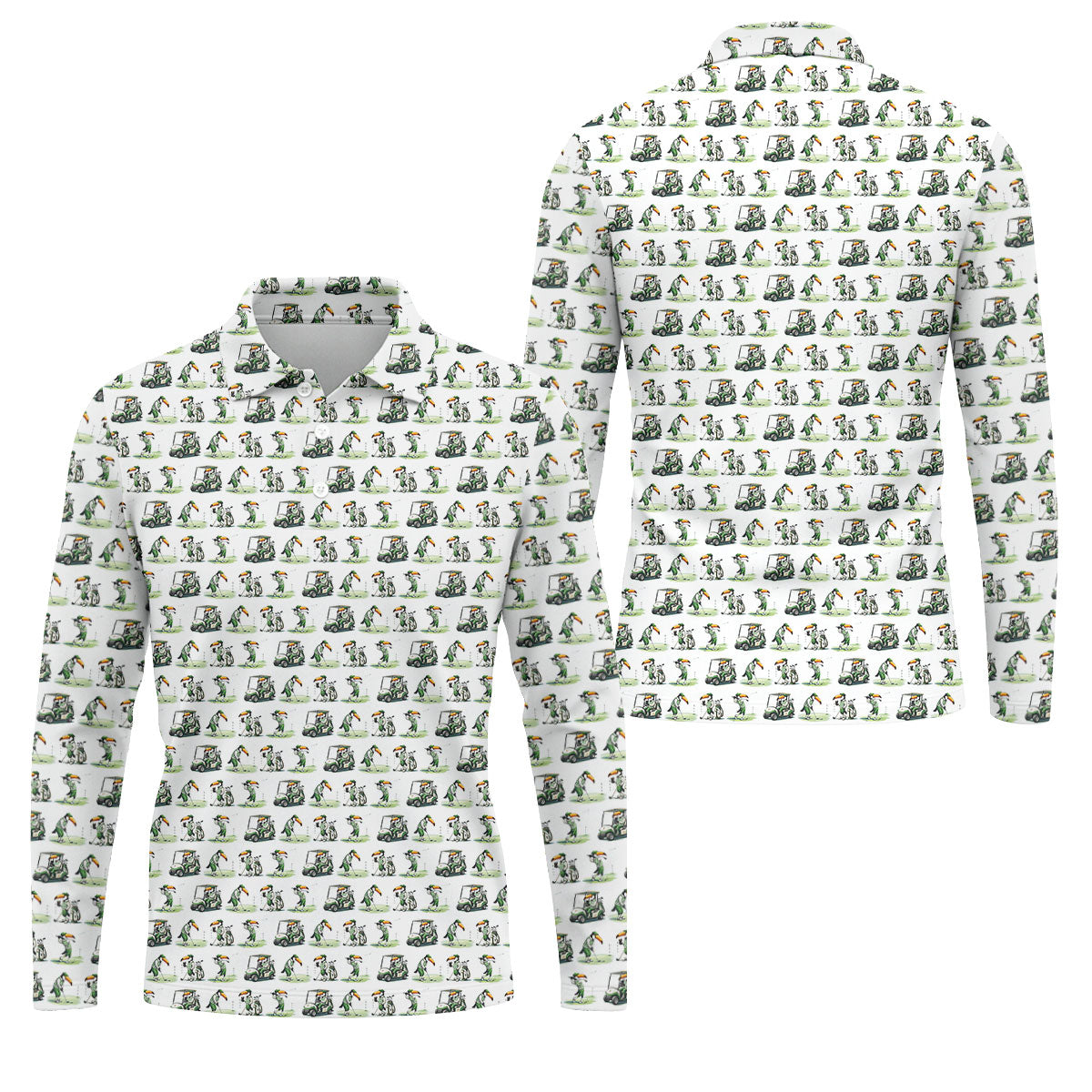 Funny Toucan Golf Pose White And Green Golf Tops For Men, Polo ShirtFor Men, Golf Shirts For Men