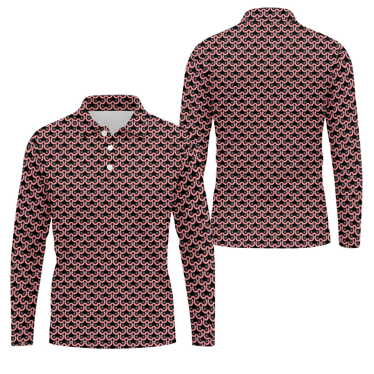 Christmas Snowflake Candy Cane Golf Shirt, Fun Golf Shirts For Men, Golfing Apparel, Golf Shirts For Men