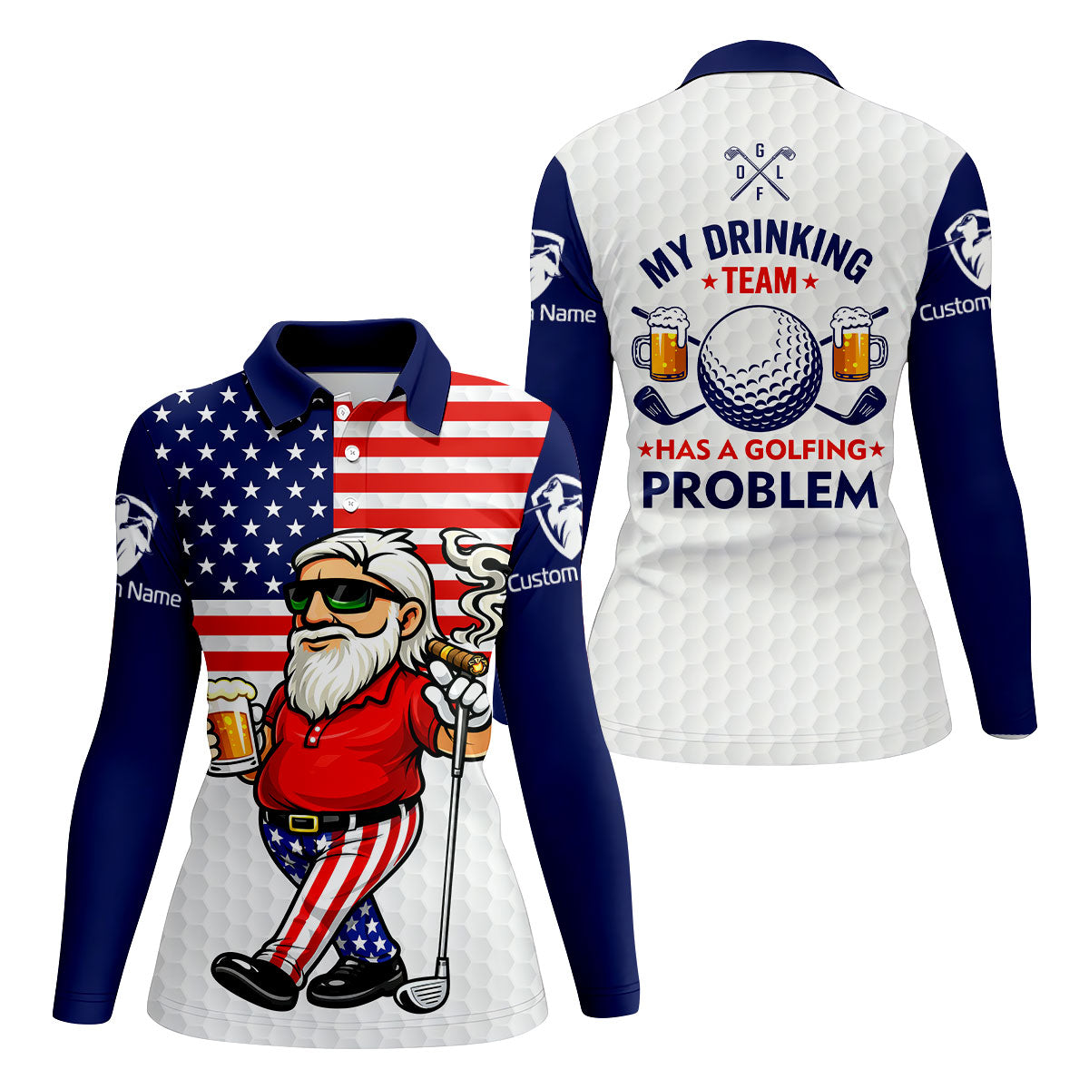 My Drinking Team Has A Golfing Problem Patriotic Man Golf And Beer 250 Years 4th Of July Golf Shirt For Women
