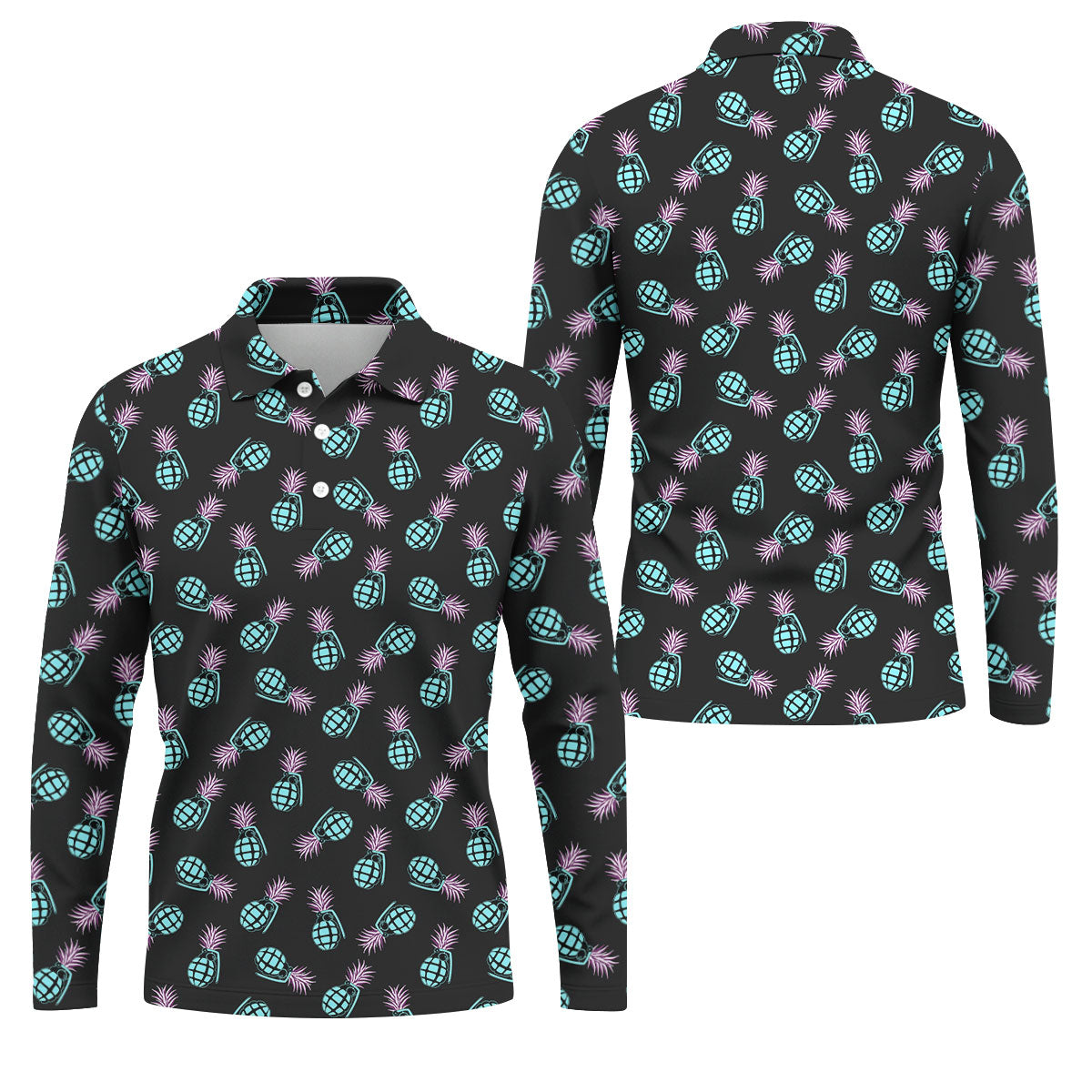 Grenade Pineapple Tropical Golf Shirt, Men's Funny Golf Shirts, Golf Shirts For Men, Polo For Men