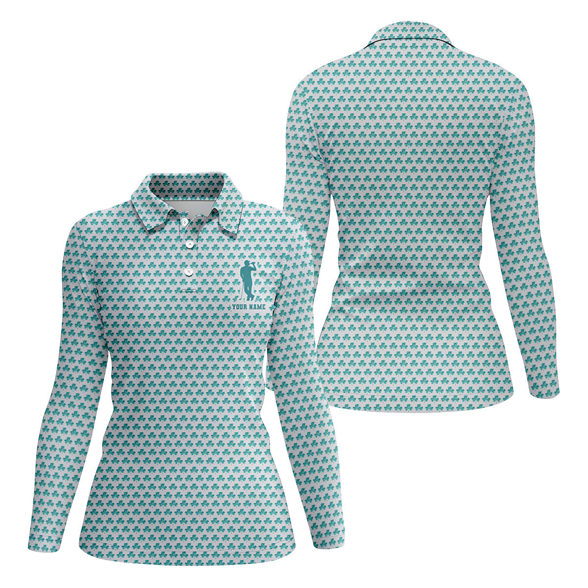 St Patrick's Day Shamrock Golf And Beer Blue And White Golf Shirt, Women's Golf Tops, Ladies Golf Polos
