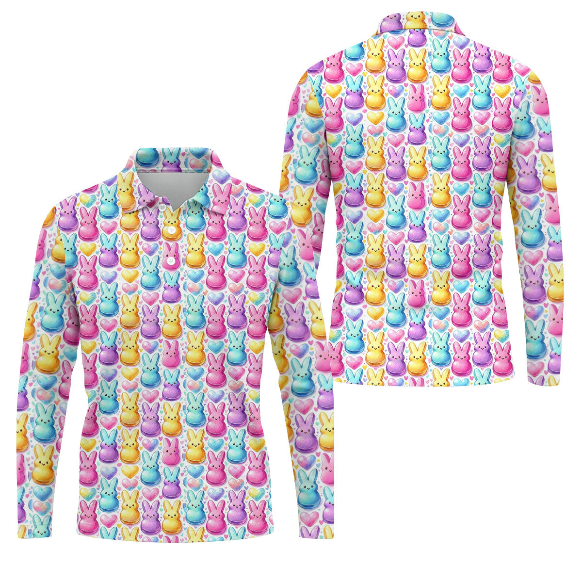 Easter Bunny Jelly Effect Seamless Pattern Golf Shirts For Men, Men's Funny Golf Shirts, Polo ShirtFor Men