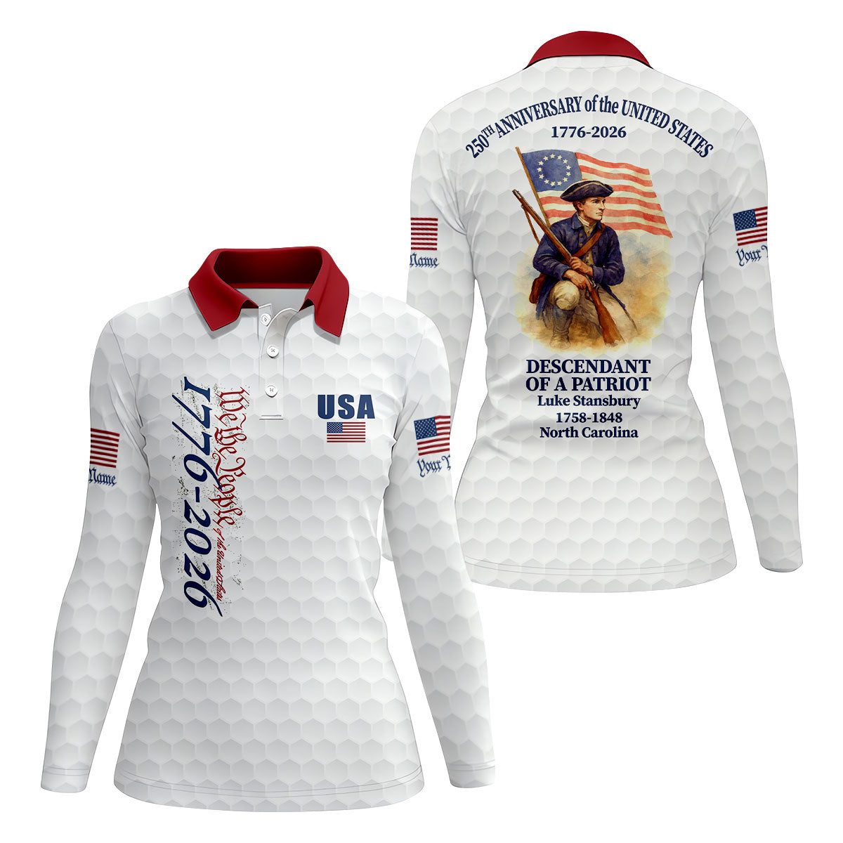 Descendant Of A Patriot We The People Golf Shirt For Women, Patriotic 4th Of July Golf Shirt