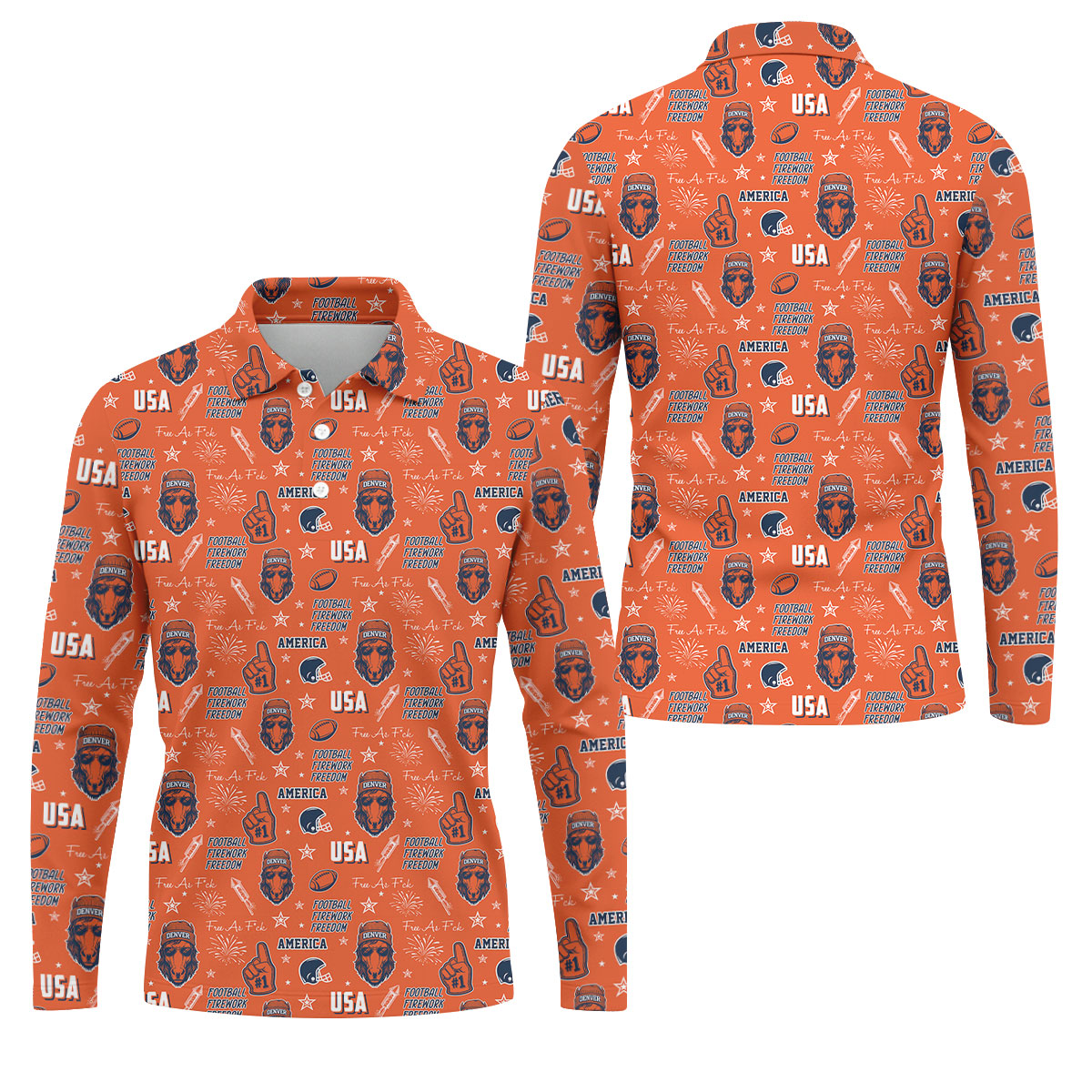 White Horse's Head Orange And Navy Sport Polo, American Football League Gift Ideas For Football Fans