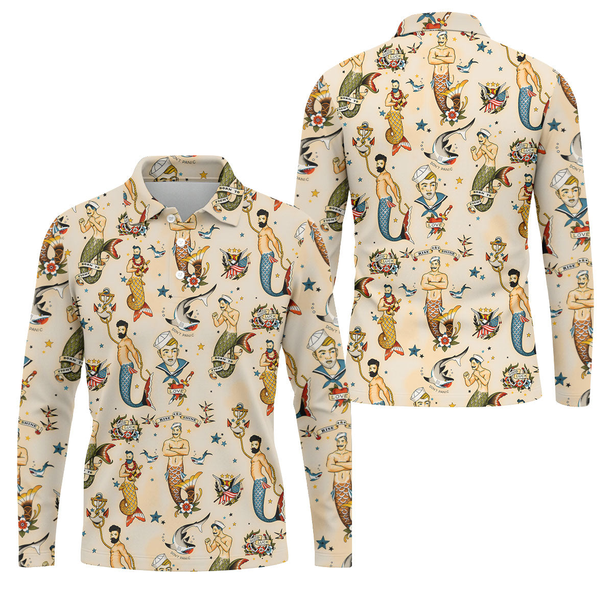 Mermen Rise And Shine Men's Funny Golf Shirts, Gay Pride Month Celebrate Golf Shirts For Men