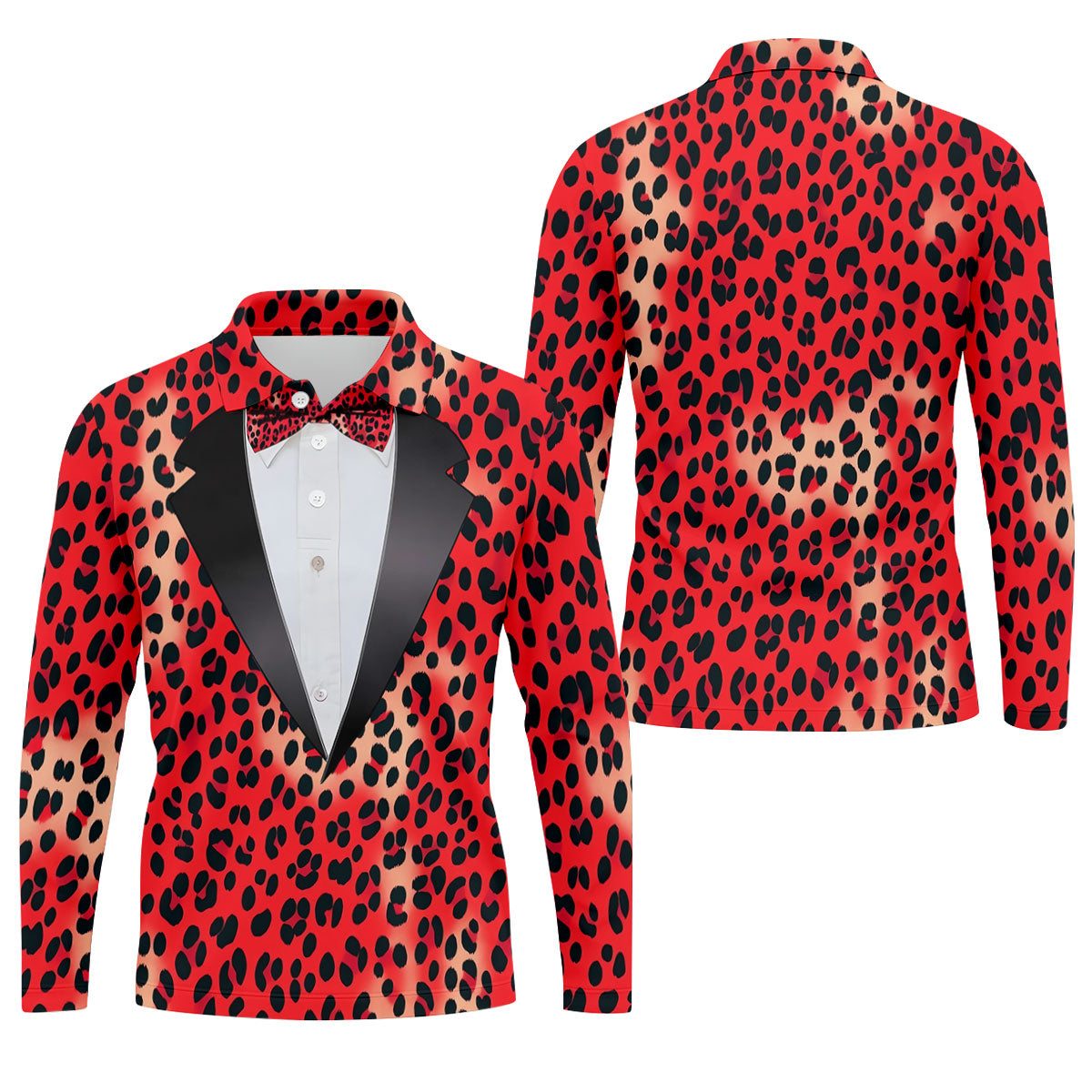 Red Leopard Funny Costume Hawaiian Golf Shirt, Polo Shirtor Men, Golf Shirts For Men