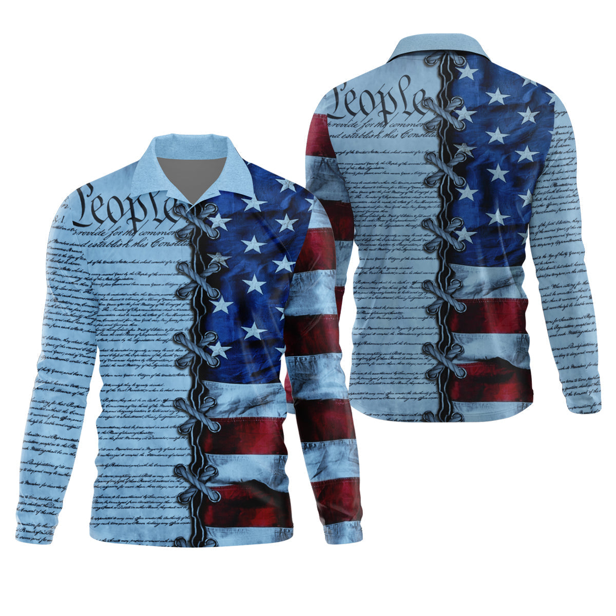 We The People Preamble Patriotic 4th Of July Blue Golf Shirt, 250th Anniversary Golf Shirts For Men