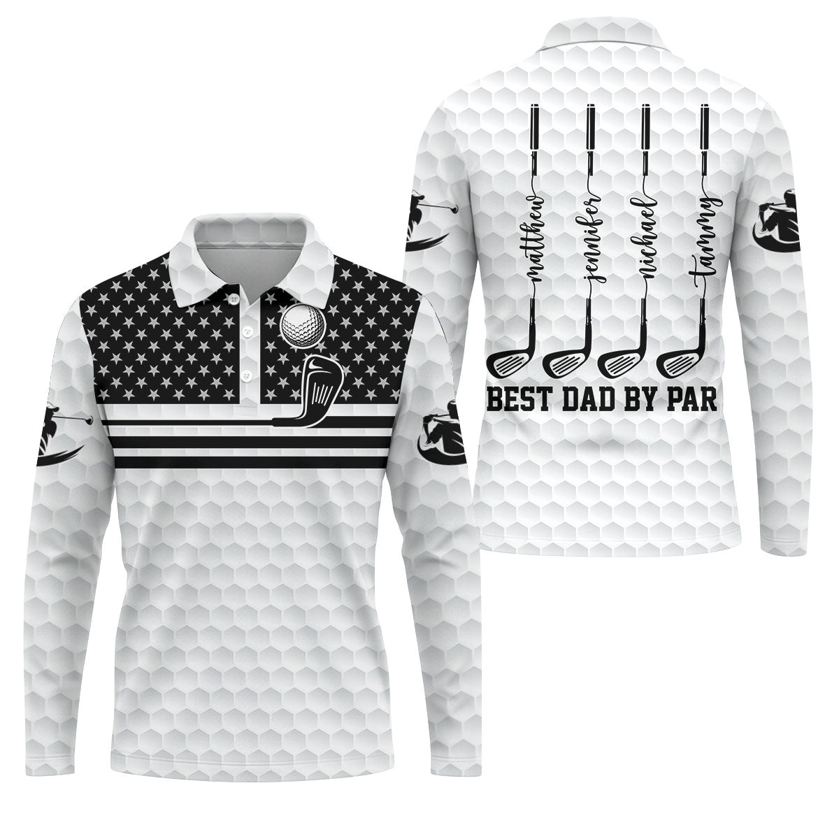 Best Dad By Par US Flag Pattern Dad Golf Shirt, Father's Day Golf Gift, Polo Shirtor Men