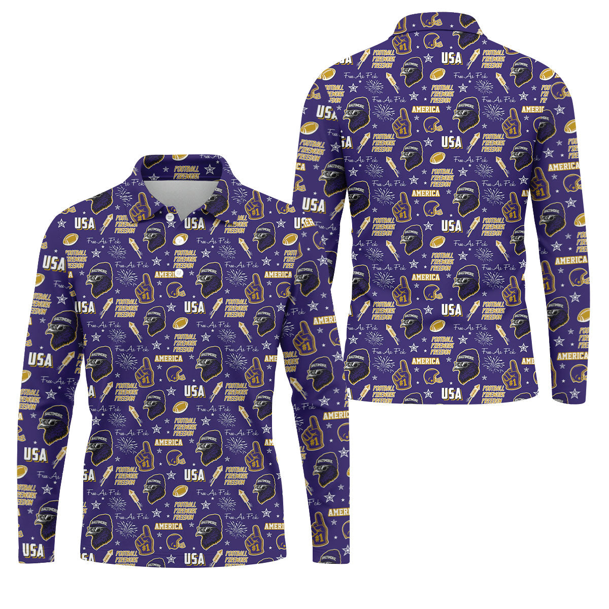Purple Raven Metallic Gold With Purple Sport Polo, American Football League Gift Ideas For Football Fans
