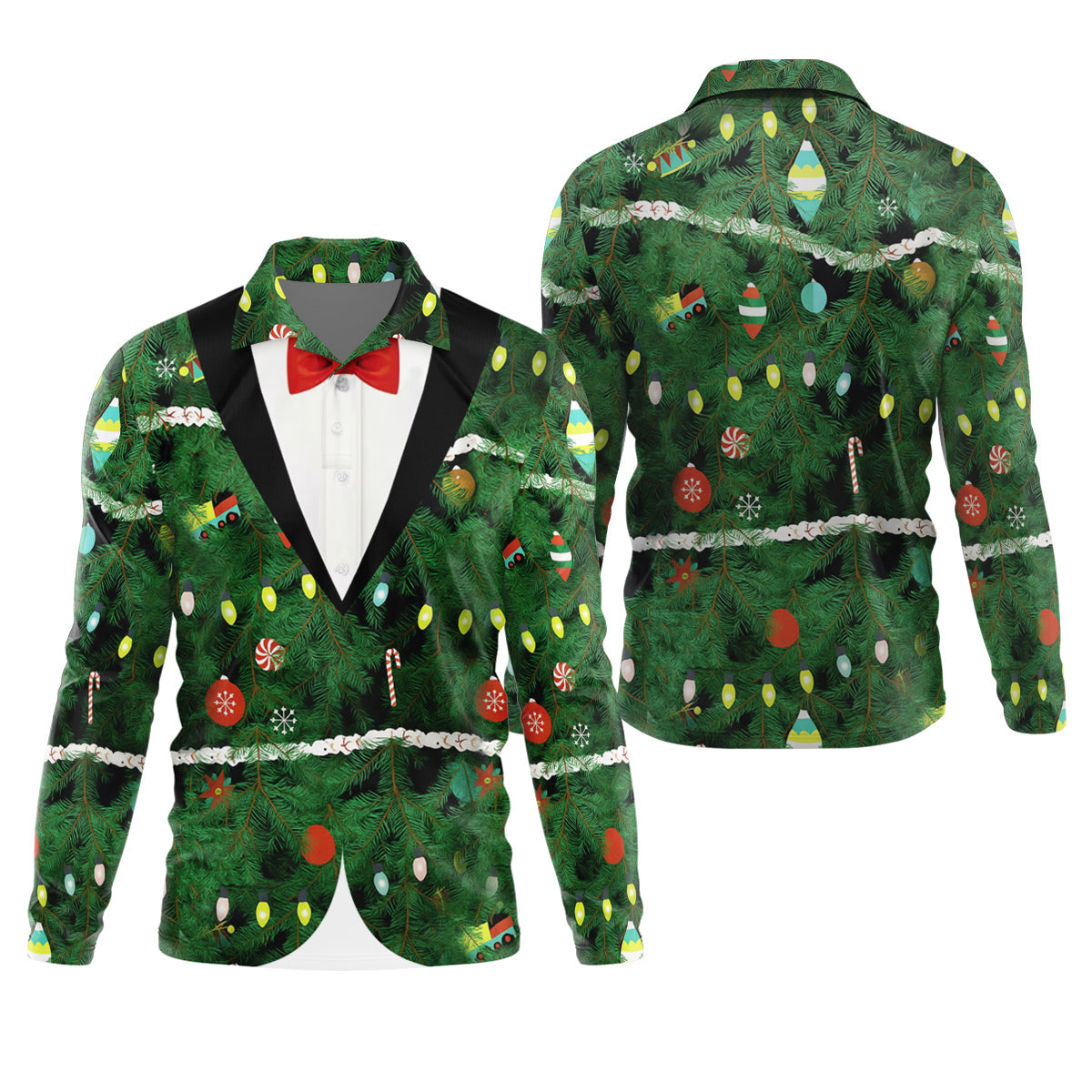 Christmas Tree Needles Green Festive Men's Golf Polo Shirt Christmas Golf Shirt, Golf Gift For Men