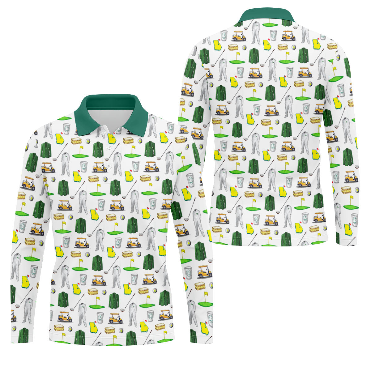 Golf Tournament Augusta Golf Seamless Pattern Performance Golf Shirt, Golf Tops For Men, Golf Shirts For Men