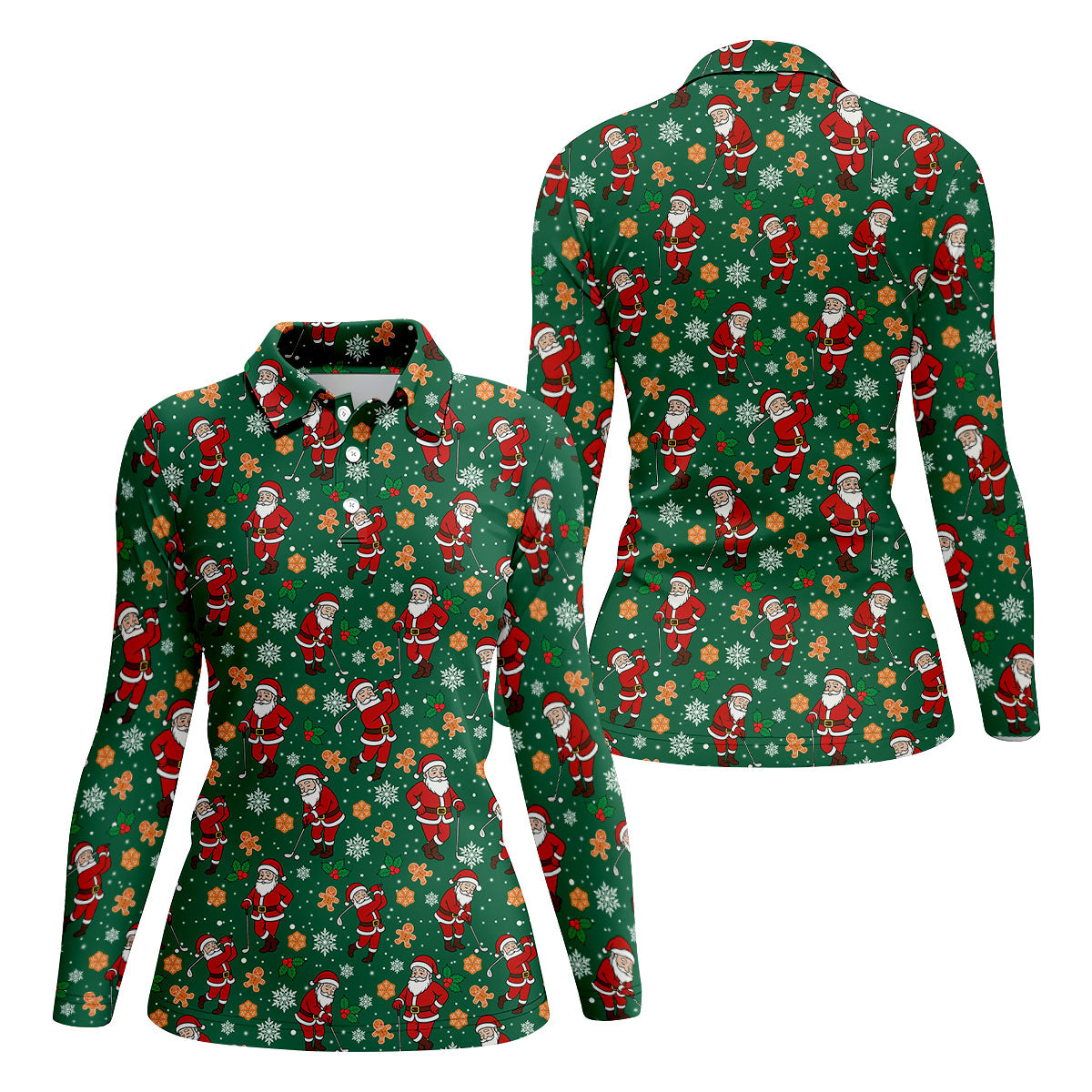 Golfing Santa Christmas Golf Shirt, Women's Golf Tops, Ladies Golf Shirts, Golf Gift For Ladies