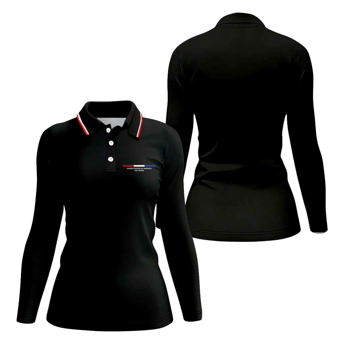 United States Of America 250 Years Black Golf Shirt, Patriotic Golf Shirt, Golf Shirt For Women
