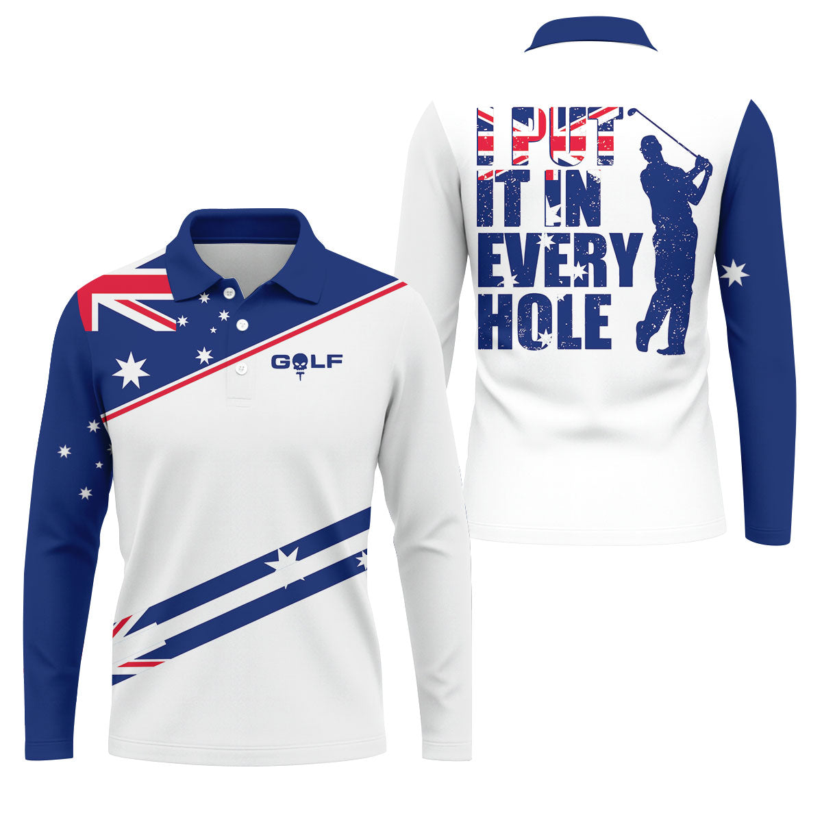 I Put It In Every Hole Australia Flag Print Men's Golf Top, Polo Shirt Men, Golf Shirts For Men