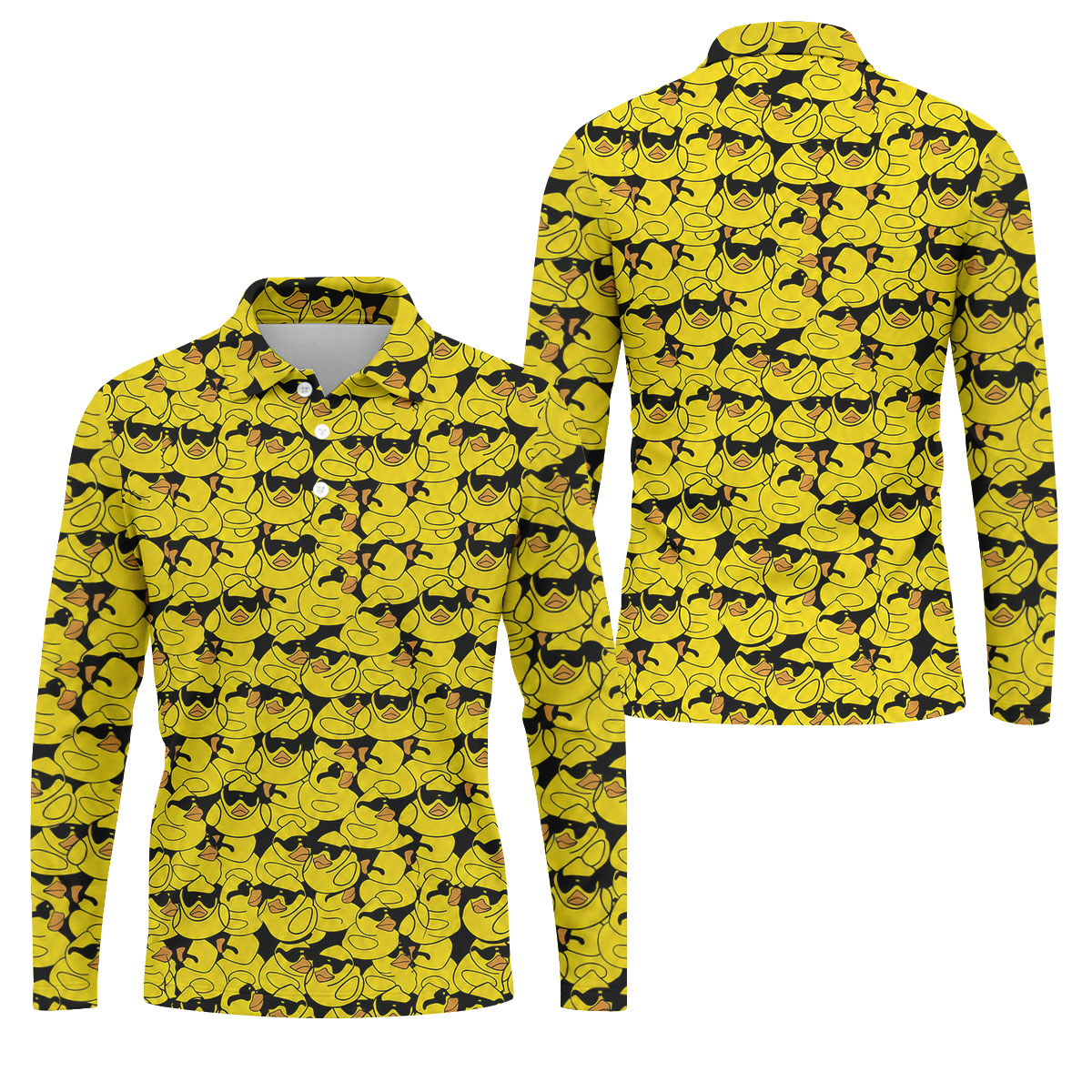 Yellow Sunglasses Rubber Duck Hawaiian Golf Shirt, Hawaiian Golf Shirt, Mens Golf Shirts, Golf Apparel For Men